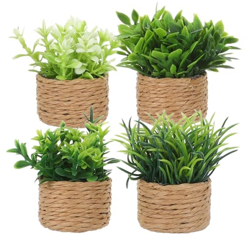 Supvox 4Pcs Miniatur Pflanzen Puppenhaus Deko Künstliche Bonsai | Realistische Mini-Dekoration für kreative Szenen, Bastelprojekte und kleine Landschaften ohne Pflegeaufwand