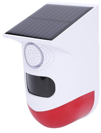 Fockety Solar-Außen-Bewegungsmelder-Alarm, WLAN, 120 DB Sound, IP67 Außen-Sicherheitssirene, Solar-Stroboskop-Alarm, Fernbedienung, Solar-Sicherheitssirene mit 4 Arbeitsmodi für Tuya