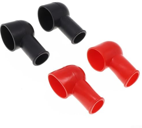 Bulevisiter Klemmleisten-Zubehör, Silikon-Gummi-Batterieklemmen-Isolierabdeckungen für Automobil, Marine, gewerbliche Nutzung, 4er-Pack (rot und schwarz), max. 20 mm (2 rot + 2 schwarz)