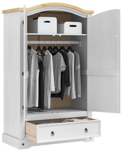 vidaXL Kleiderschrank Corona Weiß 101 x 52 x 170 cm