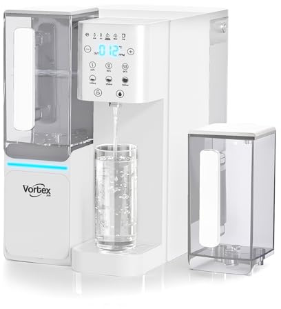 Vortex Air - H2 Oasis Reverse Osmosis Water Filtration System, Countertop RO Instant Hot & Cold Water Dispenser, Water Purifier Machine, Mineral Infusion, Alkaline RO System (White)