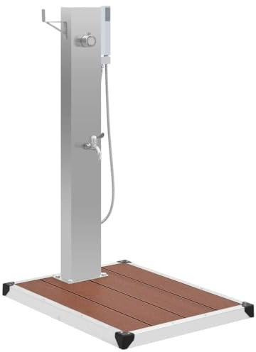 Générique Douche d'extérieur avec Receveur de Douche WPC Acier Inoxydable,Piscine & Spa,Accessoires pour piscines & spas,3051291