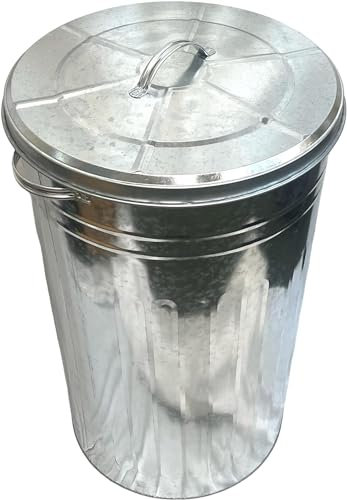 Easy Shopping 110 Liter Extra Large Metal Galvanised Bin Waste Rubbish Garden Dustbin Animal Feed Storage Unit