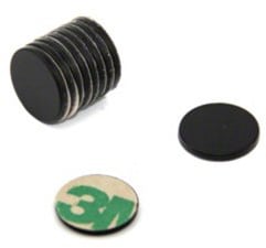 Adhesive N42 Black Epoxy Magnet for Arts, Crafts, Model Making, DIY, Hobbies, Office and Home - 10mm dia x 1mm - 0.58kg Pull - South - Pack of 10