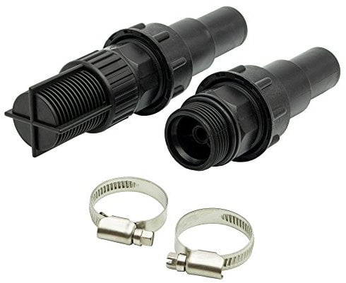 AWM Saugschlauch Adapter Set, 7-teilig Anschlussstück 25 mm, 1 Zoll Rückschlagventil HWW-AG-AK, schwarz