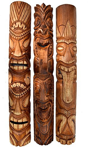 Interlifestyle 3 Tiki Wandmasken 100cm Wandmaske Tiki Maske Hawaii Holzmaske Masken
