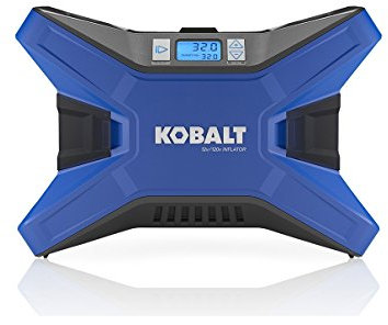 Kobalt - Inflador portátil de compresor de aire de 120 V y 12 V para bomba de neumáticos, 120 PSI con visualización LED