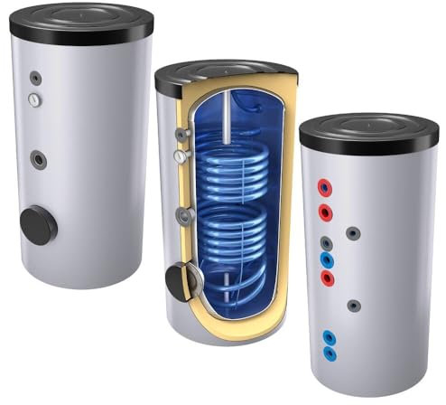 400 L Solar- Warmwasserspeicher mit 2 Wärmetauschern inkl. Isolierung, 4,5 kW Heizelement, Thermoregler, Flansch u. Dichtung