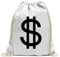Kiwistar - Turnbeutel - weiss - Dollarzeichen - Dollar Zeichen - Fun Rucksack Sport Beutel Gymsack Baumwolle mit Ziehgurt