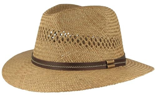 Breiter – Strohhut Sommerhut Sonnenhut Handgeflochten aus 100% Stroh – Bogart – Besonders Leicht, Flexibel, Hautfreundlich & Bequem – Natur (57, Natur)