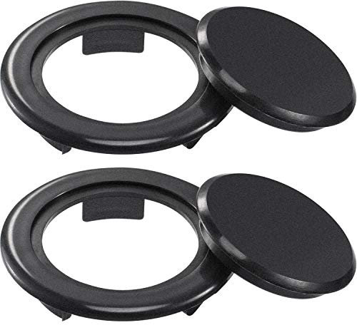 2 Sets 2 Inch Patio Table Umbrella Hole Ring and Cap Set, Standard Size Umbrella Thicker Hole Ring Plug and Cap Set Table Umbrella Hole Ring Cover Set (Black)