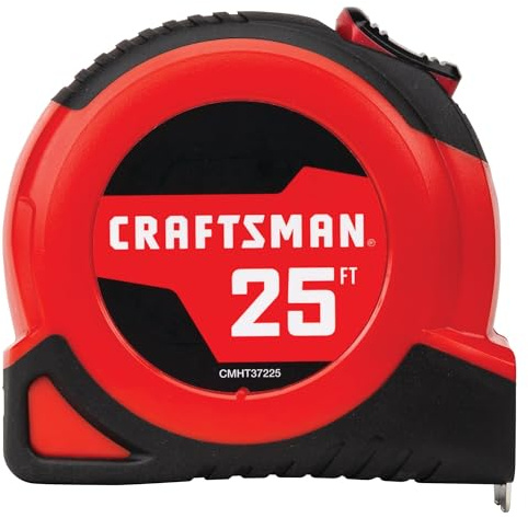 CRAFTSMAN 25-Ft Tape Measure with Fraction Markings, Retractable, Self-Locking Blade (CMHT37225)