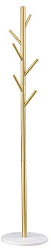 W-xiao standgarderobe Schlichter Garderobenständer aus goldenem Schmiedeeisen, Sockel aus schwarzem Naturmarmor, stilvolle Kleiderbügel aus Metall, geeignet für Wohnzimmer, Schlafzimmer, Hotel