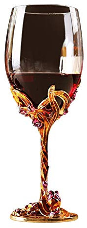 XuanMax 3D Fiore di Iris Bicchieri di Vino Rosso Tazza di Vetro Trasparente Calice di Smalto Fatti a Mano Senza Piombo Regali per Lovers Compleanno - Oro