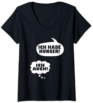 Damen Ich Habe Hunger Schwangere Werdende Mutter Schwangerschaft T-Shirt mit V-Ausschnitt