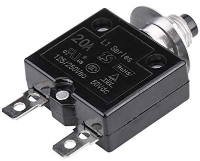 EVGATSAUTO Interruttore automatico, interruttore termico a ripristino manuale Interruttore di protezione sovraccarico di corrente 5A/8A/10A/15A/18A/20A/30A (opzionale)(20 A)