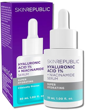 Skin Republic Hyaluronic Acid 1% & Niacinamide 2% Serum for Hydration, Rejuvenation, Plumping, and Softening of All Skin Types (30ml)