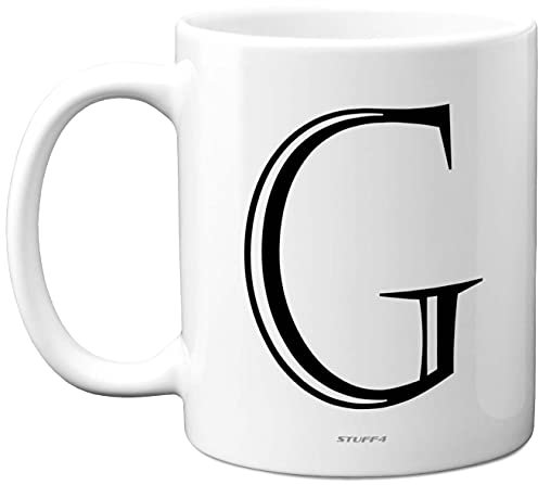 Stuff4 Personalised Alphabet Initial Mug - Letter G Mug, Gifts for Him Her, Fathers Day, Mothers Day, Birthday Gift, 11oz Ceramic Dishwasher Safe Anniversary, Valentines, Christmas, Retirement