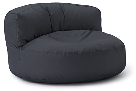 Lumaland Sitzsack Lounge | Sofa-Sitzsack 90 x 50 cm mit Rückenlehne | Indoor & Outdoor Beanbag | Wasserabweisend & Robust | Mit anpassungsfähiger EPS-Füllung | Waschbarer Bezug [Stahlgrau]