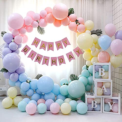 OEMG Luftballons Pastell Bunt 100 Stück, 50x 5 Ballons + 25 x 10 Ballons + 25 x 12 Ballons, Mischen 6 Farben, Luftballons Pastellfarben, Luftballons Macaron Pastell, Luftballon Pastell Regenbogen