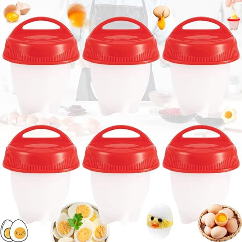 dcas 6 Piezas Olla De Huevo De Silicona,Silicona Antiadherente Huevos, Cocedor De Huevos De Silicona Sencillo, Rápida Escalfadores, Reutilizable Silicona Cocedor Huevos (3,5 x1,96 Pulgadas)