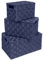 EHC Storage Boxes With Lid Set of 3, Storage baskets for shelves Woven, Storage Organiser Hamper Baskets, Navy Blue
