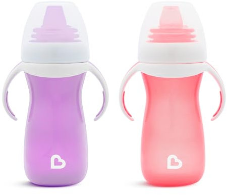 Munchkin Gentle Transition Baby Cup| Babies & Toddler Sippy Cups with Handles & Lids | BPA Free Non Spill Cup| Leakproof Silicone Childrens Cups | 9+ Months | 2 Pack |10 oz/296 ml