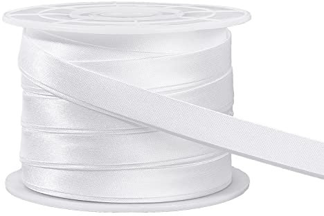 BENECREAT Satin-Schrägband, 13,5 Meter, 1,9 cm, doppelt gefaltet, Satinbindung, Schrägband für Cheongsam-Dekoration, Kleidung, Nähte, Paspelierung, Weiß
