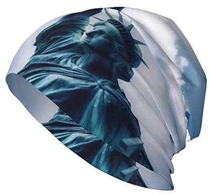 Waschbär-Beanie-Mützen, lustige Strickmütze, Stretch-Schal, Kopfwickel, klassischer Winter, warme Strickmütze, Beanie-Mütze für Erwachsene, Männer, Frauen, Freiheitsstatue, Einheitsgröße