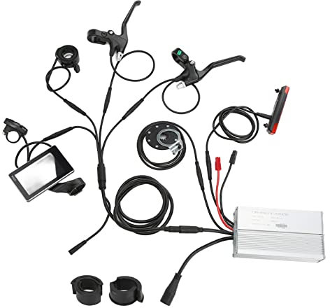 E Bike Motor Controller Kit - 36V/48V 1000W 30A Elektrofahrrad Umbausatz, Elektromotor Controller mit GD06 LCD Panel, 130X Gas, 8C Sensor Bremsstufe