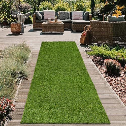HEBE Kunstrasen-Rasenteppich, Läufer, 60 x 180 cm, Kunstrasenteppich, Rasenmatte für Hunde, Haustiere, drinnen und draußen, Terrassenmatte, Bodenteppich, Kunstgras, Fußmatte für Garten, Rasen, Balkon