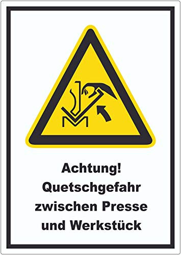 Achtung Quetschgefahr zwischen Presse und Werkstück Aufkleber A1 (594x841mm)