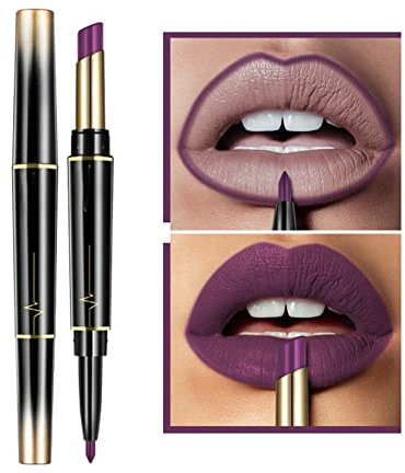 XIRUJNFD 16 Farben Langanhaltender Lippenstift und Lippenkonturenstift Set, Dual-Köpfe, 24 Stunden Wasserfest, Matt (#11)