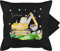 Kissenbezug - Bagger I Baggerfahrer Geschenk - 50 x 50 cm - Schwarz - Kissen Bagger-Kissen baufahrzeug Name kissenhülle personalisiertes Namen￼ Fahrzeug Baustelle kuschelkissen Kinder Fahrzeuge