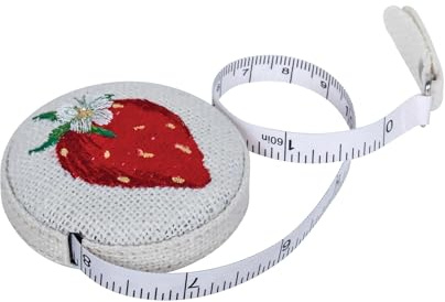 Hobby Gift Maßband, einziehbar, mit Stoff überzogen, 150 cm, natürliche Erdbeeren