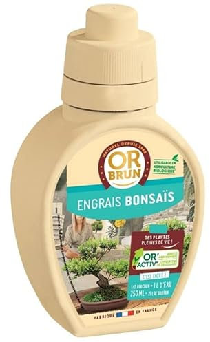 OR BRUN Engrais Bonsaïs - 250ml - Améliore & Favorise La Croissance - Fabriqué En France - Utilisable En Agriculture Biologique OBRECLBONSAI250