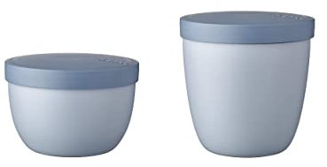 Mepal - Snackpot Duo Pack Ellipse - Praktischer Behälter zur Aufbewahrung & für Transport von Lebensmittel - Tiefkühltauglich - Spülmachinenfest - Nordic Blue