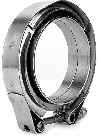 BOROCO 2.75 Inch Turbo Exhaust Down Pipe Stainless Steel V Band Clamp 2pcs Flange Kit