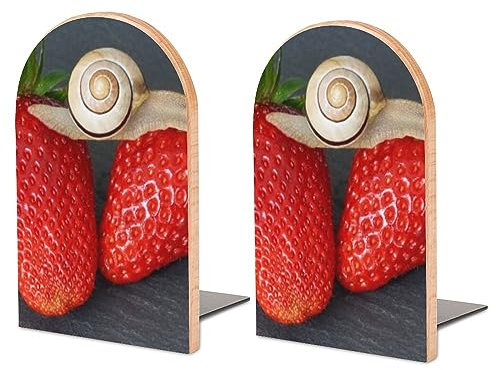 Hölzerne Bücherstützen Erdbeer-Schnecke Stabiler Bücherständer Holzbuchständer Für Schwere Bücher
