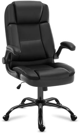 MARK ADLER Boss 5.1 Black | Ergonomischer Bürostuhl Chefsessel Drehstuhl | Höhenverstellbar Drehbar Wippfunktion | 130 kg belastbar | Verstellbare Armlehnen | Kunstleder | Homeoffice Büro | Schwarz