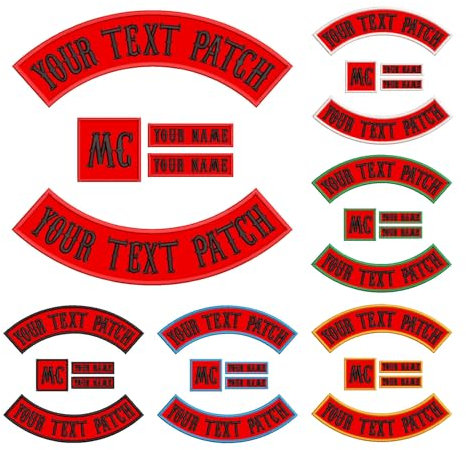 DIYEMB 5 Stück individuell bestickte Biker Patches, personalisierte Stickerei Rocker Patch Fahrer Motorrad Patches für Veteranen Weste oder Jacke (rot)
