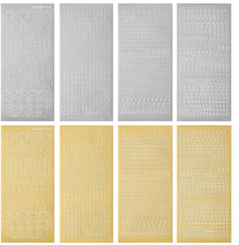 Wachsbuchstaben für Kerzen,8 Blatt Buchstaben Aufkleber mit Zahlen Wachszahlen Sticker für Taufe Kommunion Hochzeit Fotoalbum Scrapbook (Gold, Silber)