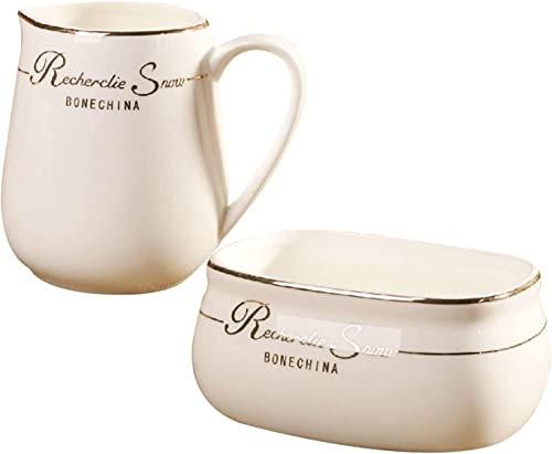 ZzzaNa Vaisselle en céramique, pots à lait, sucrier en céramique avec couvercle et pot à lait, pot à crème et à sucre, pot à sucre pot à lait, pot à café et pot à lait blanc Pots