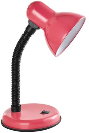 Classic Desk Lamp with a Versatile Flexible Neck, and Integral On/Off Switch, Mains UK Plug, Height 31cm, Ideal for Offices, Desks, and Bedside Lamps – [Energy Class A] (Pink)