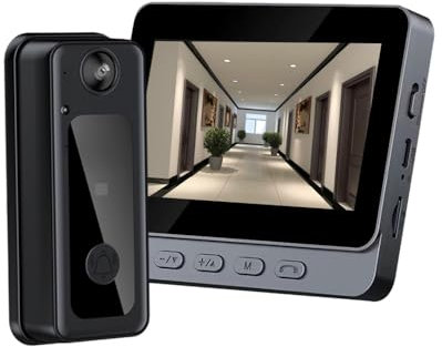 Matybobe Écran IPS de 4,3 pouces - 2,4 G - Interphone visuel sans fil - Sonnette de porte avec écran - Connexion BT - Vidéosurveillance intelligente sans fil haute résolution