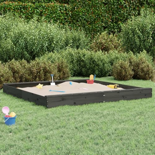 Tidyard Sandkasten mit Sitzen Sandkiste aus Holz Sandbox Grau Quadratisch Massivholz Kiefer
