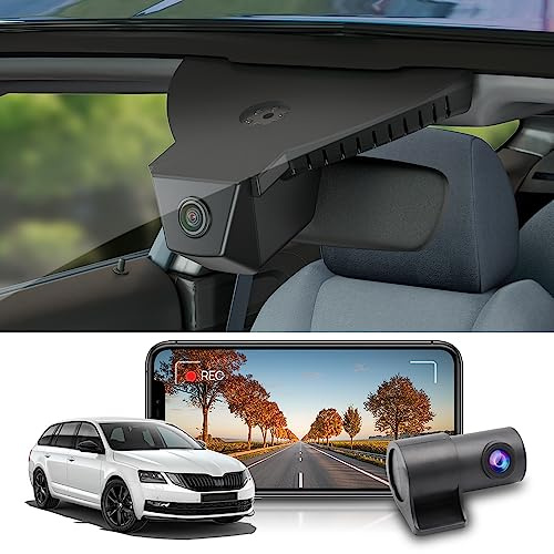 Fitcamx Dashcam Auto Vorne Hinten 2160P+1080P Geeignet für SKODA Kodiaq Octavia Scala Kamiq Karoq Codek Enyaq Fabia Superb (HD2-6108), OEM Dashcam 4K UHD WiFi, Loop-Aufnahme, G-Sensor, WDR,128GB Karte