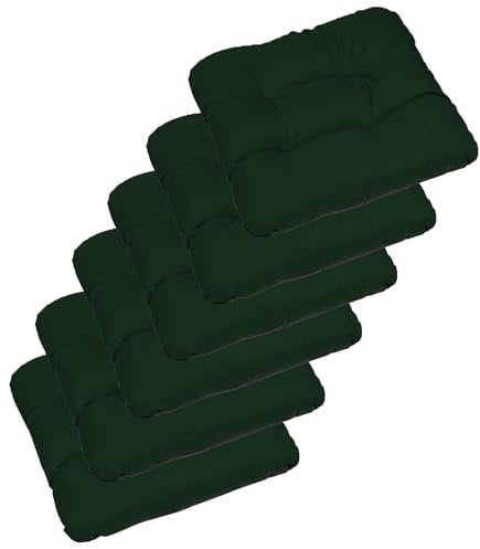 SuperKissen24. Stuhlkissen Sitzkissen für stühle - 6er Set 45x45 cm - Outdoor und Indoor - Dunkelgrün