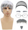 MIVAIUN 7 Stück Opa Perücken Set Alter Mann Perücke Herren Perücke Künstlicher Bart Augenbrauen Perückenkappe Brille Mann Kostüm Perücke Opa Kostüm Zubehör für Karneval Cosplay Party (7 Stück)