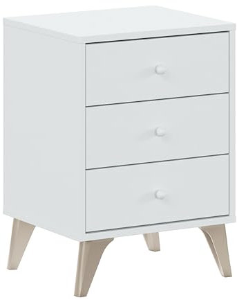 Nachttisch für Schlafzimmer, süßer Jugendstil, Weiß, Artik, 40 x 56 cm